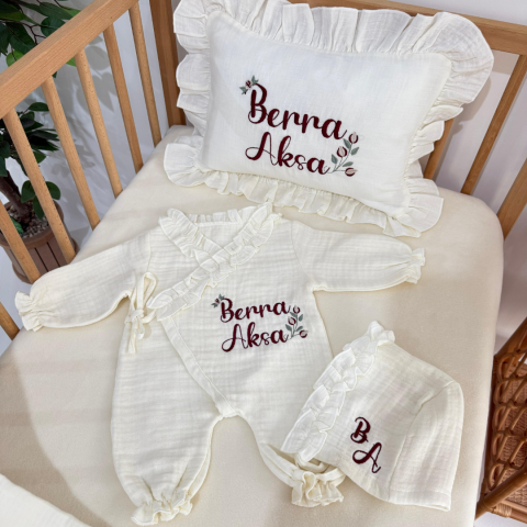 Kız Bebek Hastane Çıkışı | 4 Parça Kişiye Özel